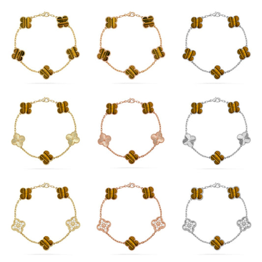 [Sprite Jewelry]New  CLOVER 5 MOTIFS TIGER EYE BRACELET COLLECTION