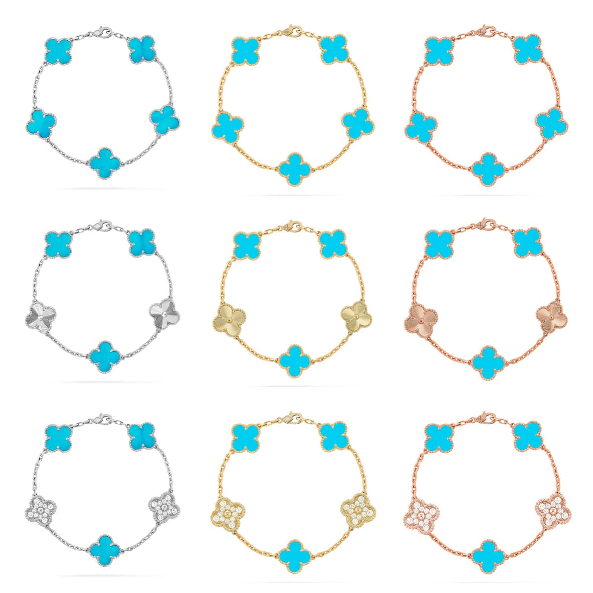 [Sprite Jewelry]New  CLOVER 5 MOTIF TURQUOISE BRACELET COLLECTION
