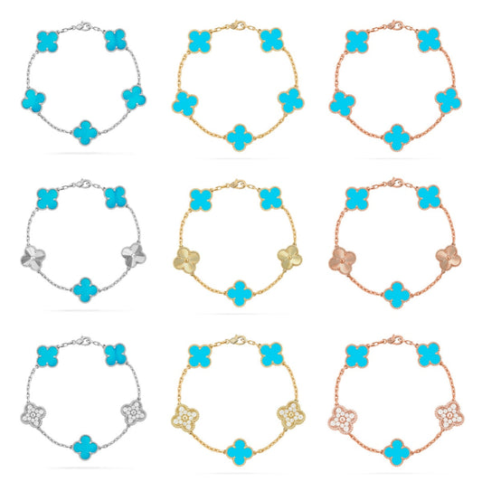 [Sprite Jewelry]New  CLOVER 5 MOTIF TURQUOISE BRACELET COLLECTION