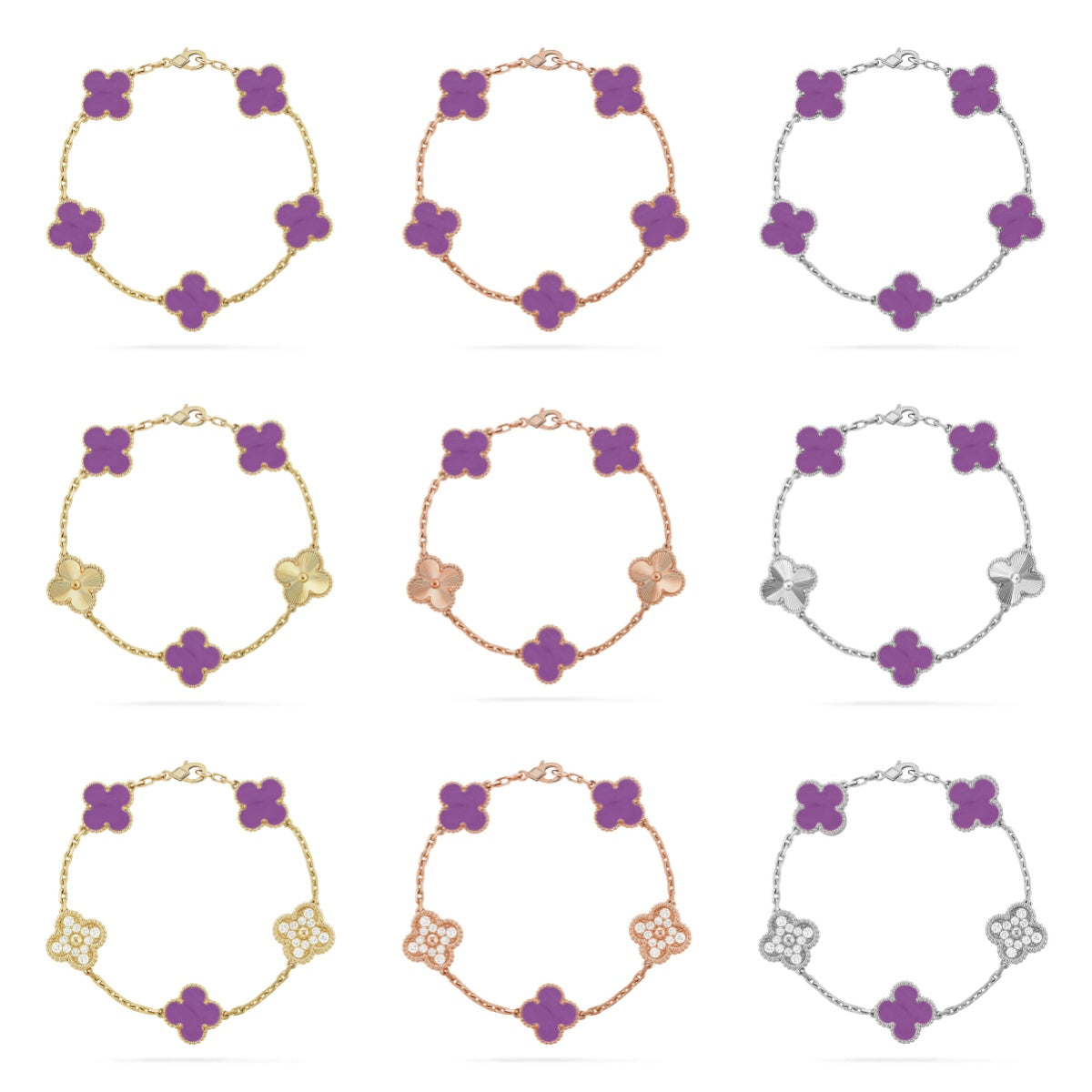 [Sprite Jewelry]New  CLOVER 5 MOTIF VIOLET BRACELET COLLECTION