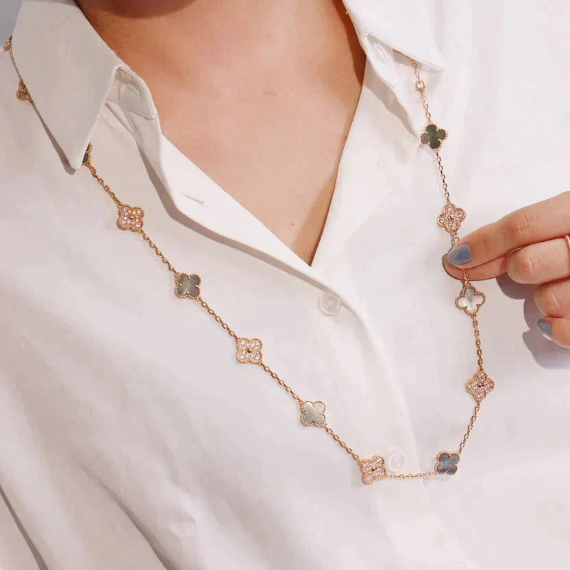 ¡®Sprite Jewelry¡¯CLOVER 20 MOTIFS DARK MOP DIAMOND  NECKLACE