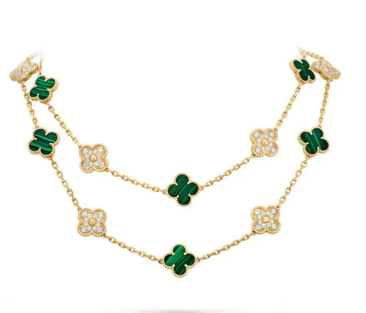 ¡®Sprite Jewelry¡¯CLOVER 20 MOTIFS MALACHITE DIAMOND NECKLACE