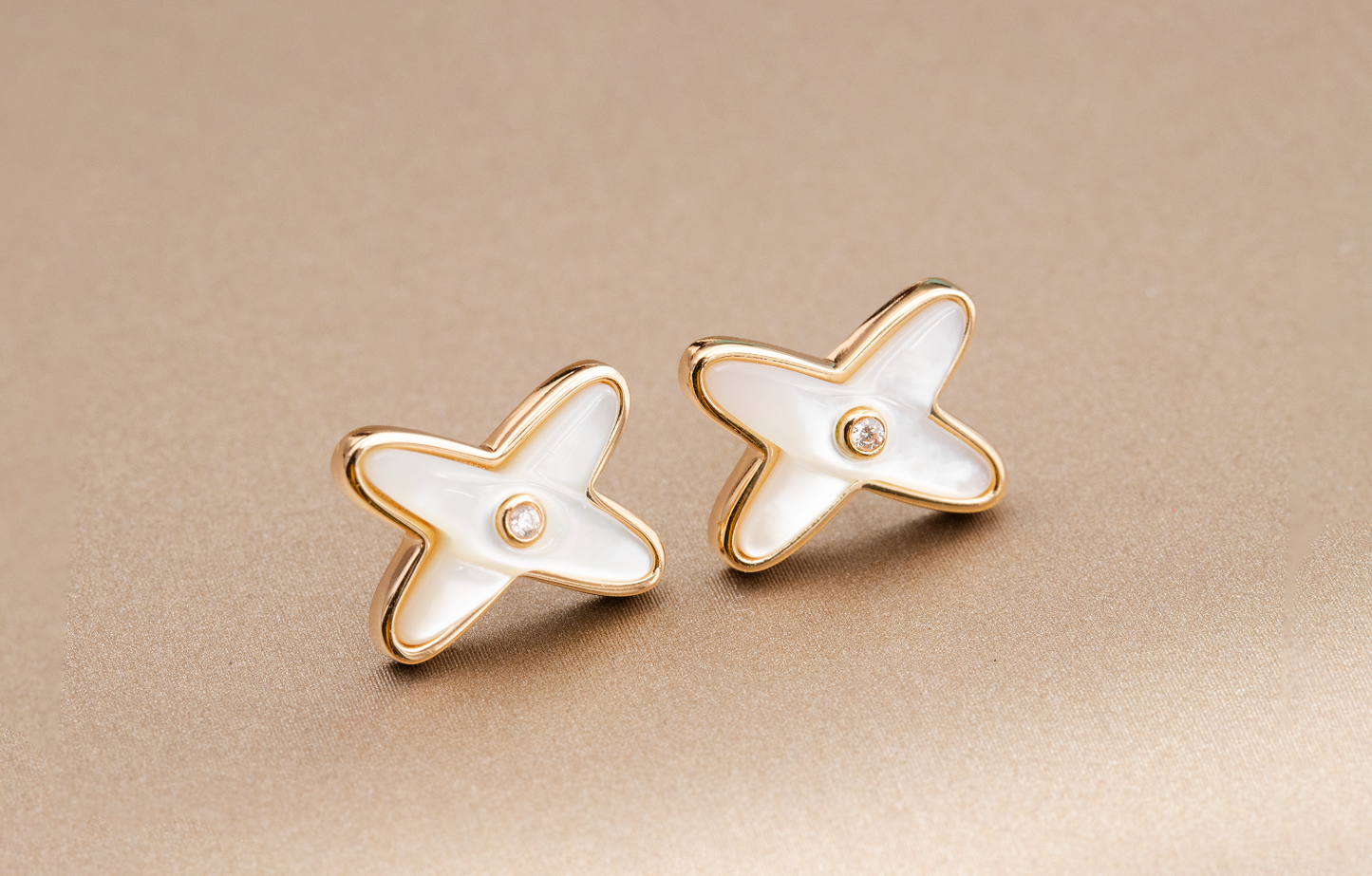 ¡®Sprite Jewelry¡¯JEUX DE WHITE MOP PINK GOLD DIAMOND EARRINGS