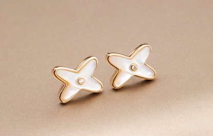 ¡®Sprite Jewelry¡¯JEUX DE WHITE MOP PINK GOLD DIAMOND EARRINGS