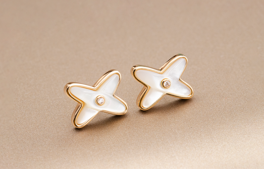 ¡®Sprite Jewelry¡¯JEUX DE WHITE MOP PINK GOLD DIAMOND EARRINGS