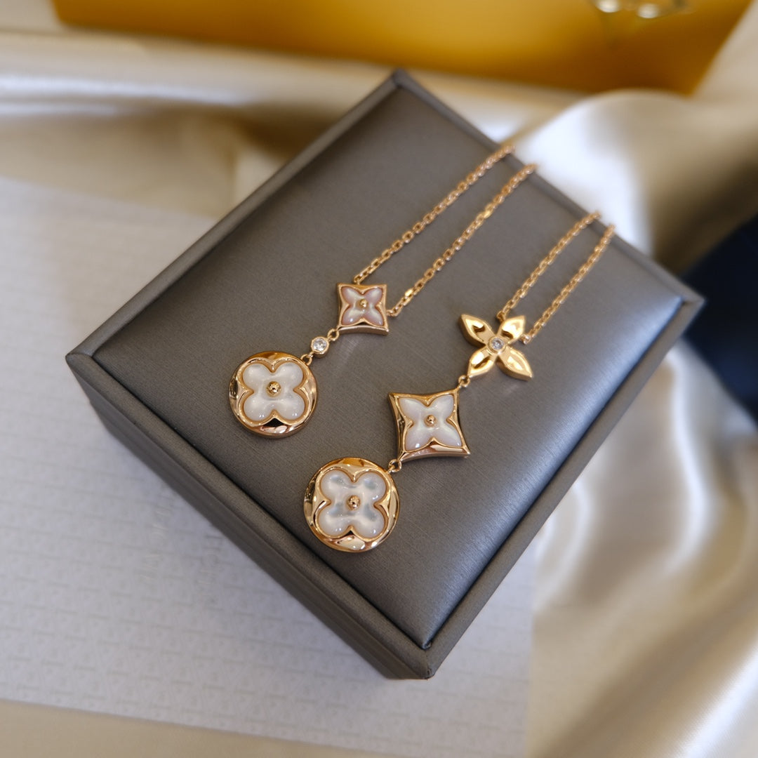 ¡®Sprite Jewelry¡¯COLOR BLOSSOM LARIAT NECKLACE PINK GOLD WHITE MOTHER PEARL AND DIAMOND