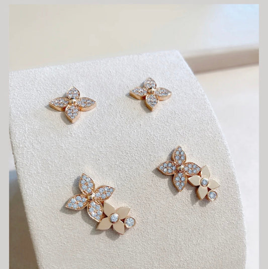 ¡®Sprite Jewelry¡¯STAR BLOSSOM STUD EARRINGS PINK GOLD DIAMONDS