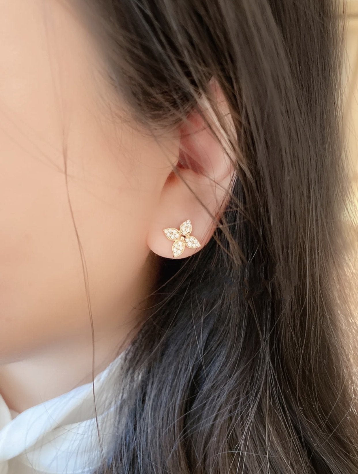 ¡®Sprite Jewelry¡¯STAR BLOSSOM STUD EARRINGS PINK GOLD DIAMONDS