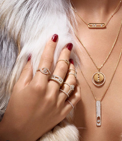 [Sprite Jewelry]LUCKY MOVE PM NECKLACE PINK GOLD DIAMOND