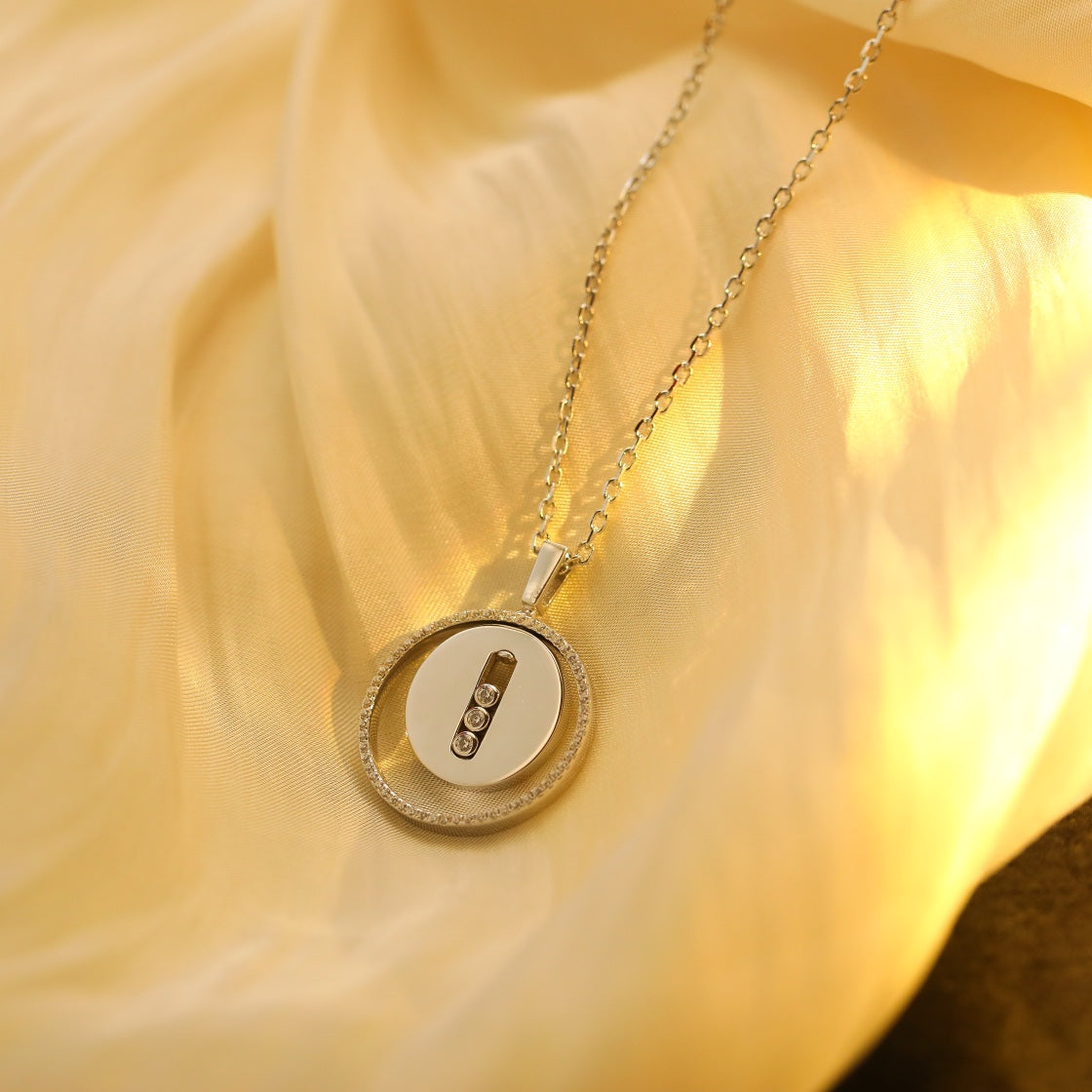 [Sprite Jewelry]LUCKY MOVE MM SILVER DIAMOND NECKLACE