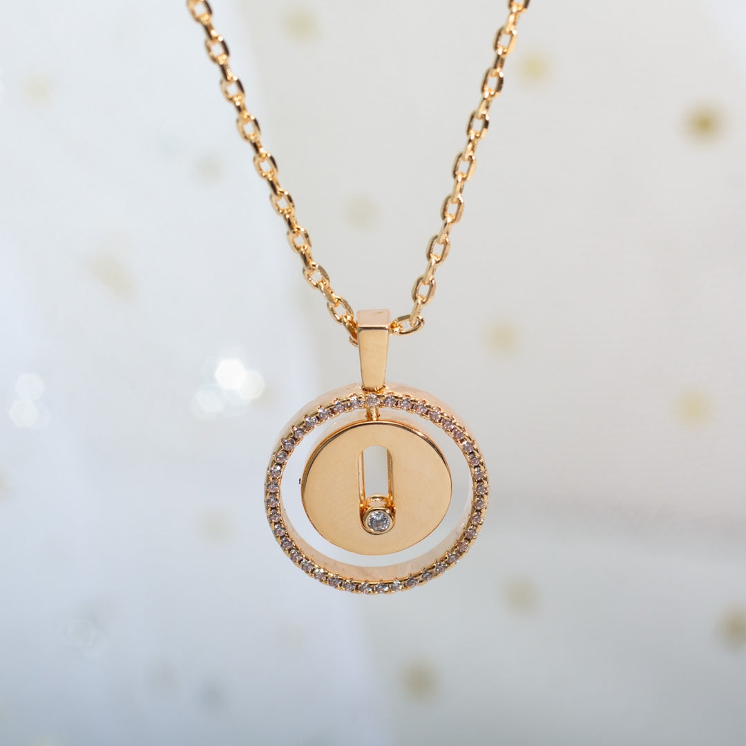 [Sprite Jewelry]LUCKY MOVE PM NECKLACE PINK GOLD DIAMOND