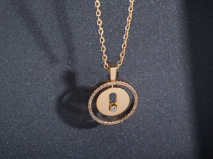 [Sprite Jewelry]LUCKY MOVE PM NECKLACE PINK GOLD DIAMOND