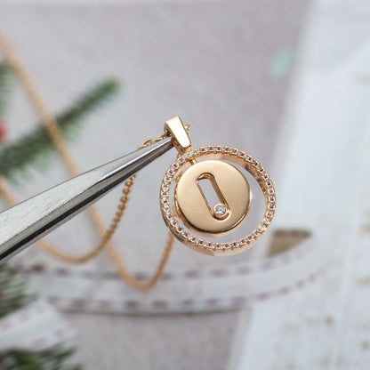 [Sprite Jewelry]LUCKY MOVE PM NECKLACE PINK GOLD DIAMOND