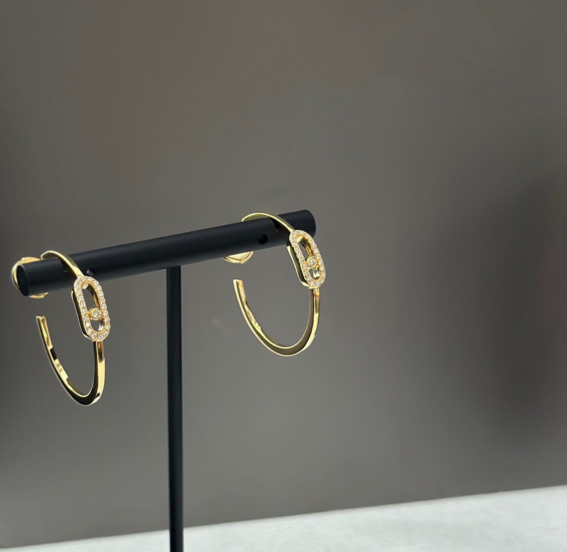 [Sprite Jewelry]CREOLES MOVE UNO PM DIAMOND EARRINGS