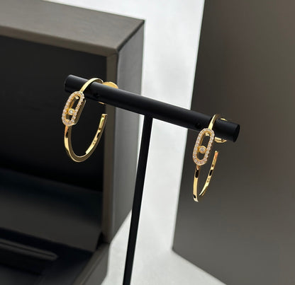 [Sprite Jewelry]CREOLES MOVE UNO PM DIAMOND EARRINGS
