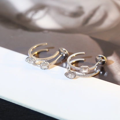 [Sprite Jewelry]CREOLES MY TWIN 2 RANGS SILVER DIAMOND EARRINGS