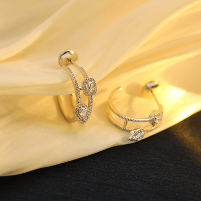 [Sprite Jewelry]CREOLES MY TWIN 2 RANGS SILVER DIAMOND EARRINGS