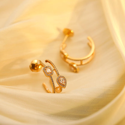 [Sprite Jewelry]CREOLES MY TWIN 2 RANGS SILVER DIAMOND EARRINGS
