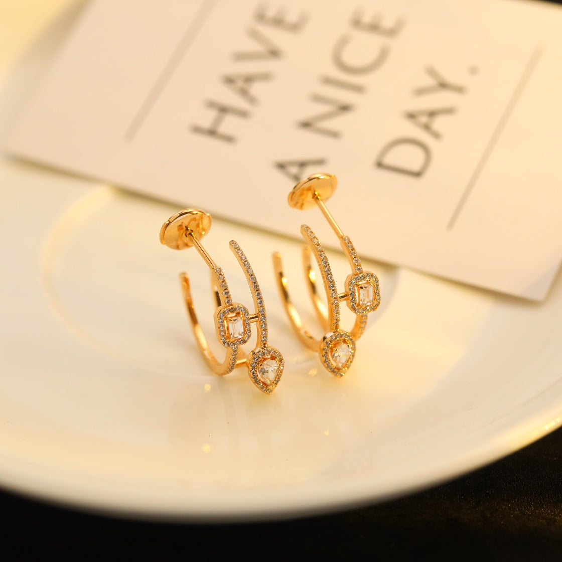 [Sprite Jewelry]CREOLES MY TWIN 2 RANGS SILVER DIAMOND EARRINGS