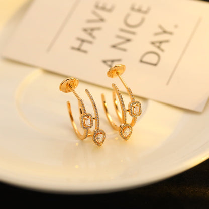 [Sprite Jewelry]CREOLES MY TWIN 2 RANGS SILVER DIAMOND EARRINGS