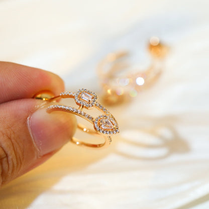 [Sprite Jewelry]CREOLES MY TWIN 2 RANGS SILVER DIAMOND EARRINGS