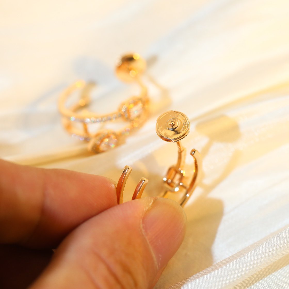[Sprite Jewelry]CREOLES MY TWIN 2 RANGS SILVER DIAMOND EARRINGS