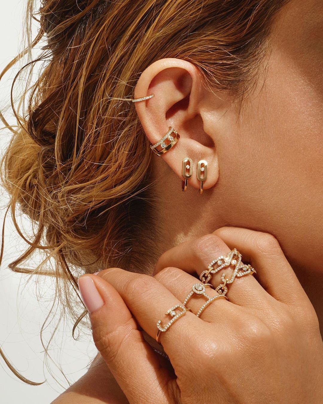 [Sprite Jewelry]CREOLES MOVE UNO MINI 1 DIAMOND EARRINGS