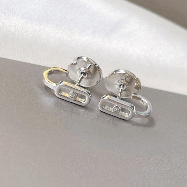 [Sprite Jewelry]CREOLES MOVE UNO MINI 1 DIAMOND EARRINGS