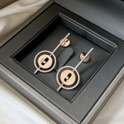 [Sprite Jewelry]LUCKY MOVE ARROW PINK GOLD DIAMOND EARRINGS
