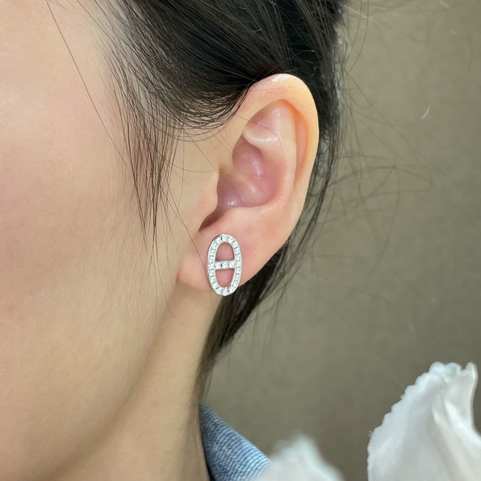 ¡®Sprite Jewelry¡¯HM FULL DIAMOND PIG NOSE STUD EARRINGS