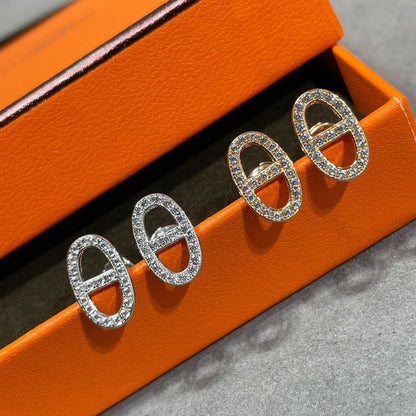 ¡®Sprite Jewelry¡¯HM FULL DIAMOND PIG NOSE STUD EARRINGS