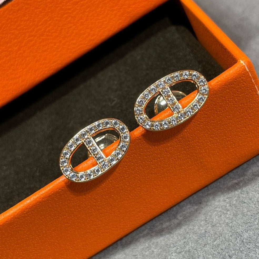 ¡®Sprite Jewelry¡¯HM FULL DIAMOND PIG NOSE STUD EARRINGS