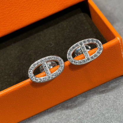 ¡®Sprite Jewelry¡¯HM FULL DIAMOND PIG NOSE STUD EARRINGS