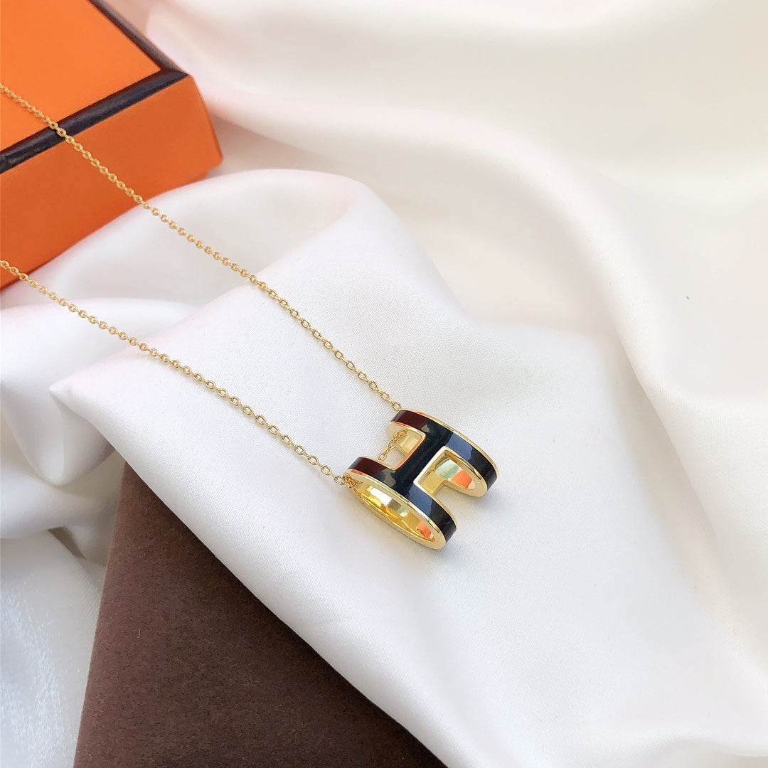 ¡®Sprite Jewelry¡¯HM CLIC BLACK ENAMEL GOLD NECKLACE