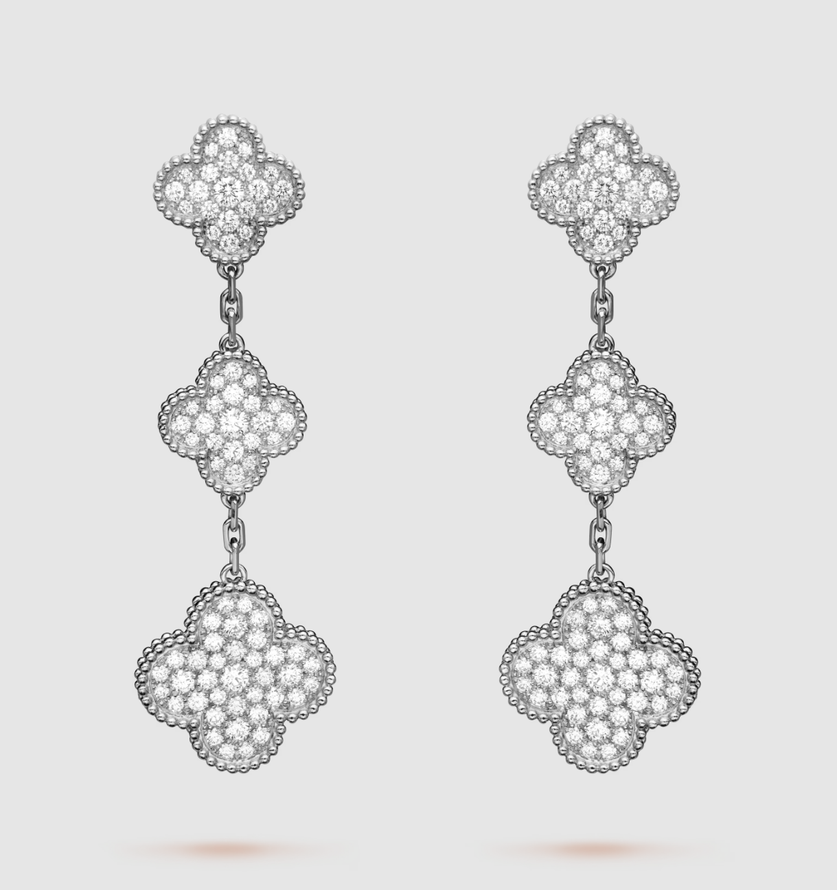 ¡®Sprite Jewelry¡¯CLOVER 3 MOTIF DIAMOND SILVER DROP EARRINGS