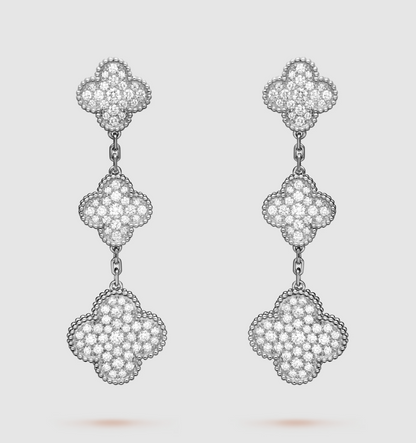 ¡®Sprite Jewelry¡¯CLOVER 3 MOTIF DIAMOND SILVER DROP EARRINGS