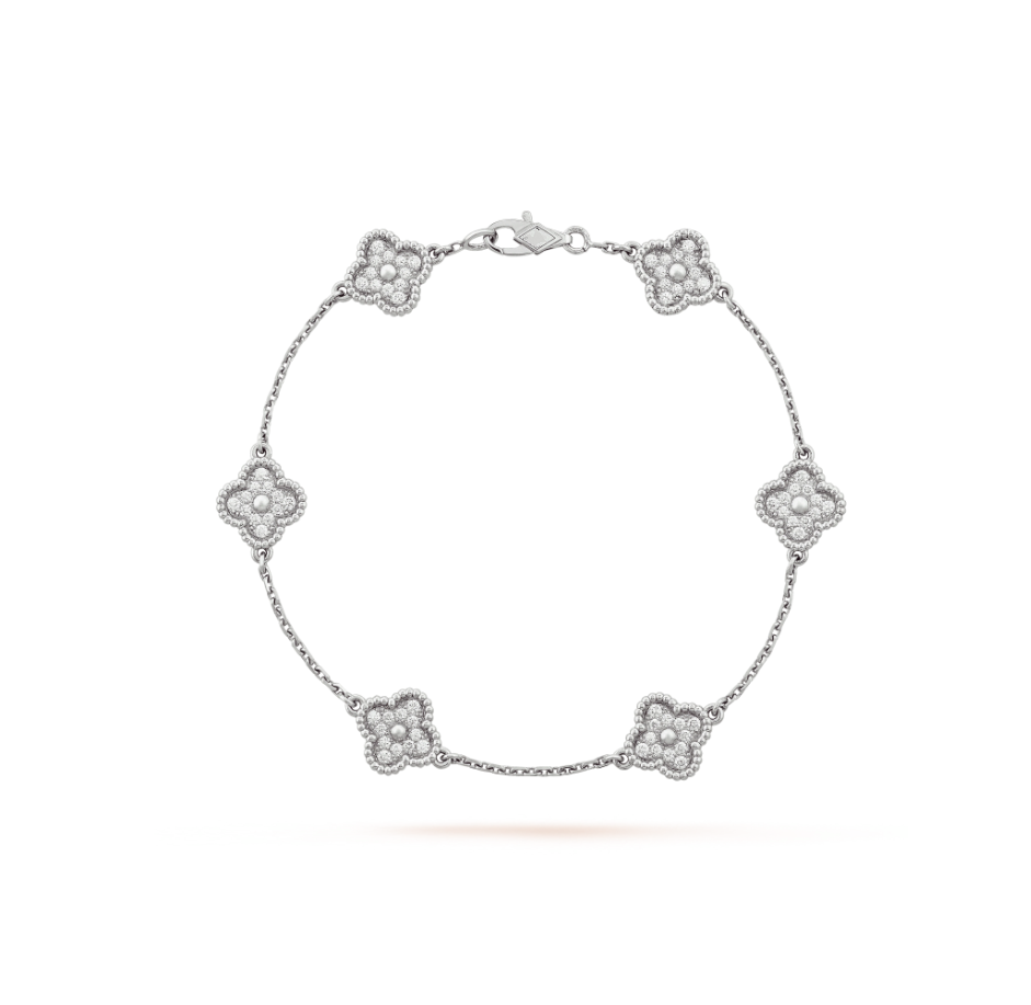 ¡®Sprite Jewelry¡¯CLOVER 6 MOTIF SILVER DIAMOND BRACELET