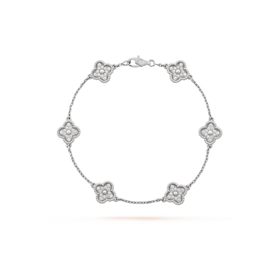 ¡®Sprite Jewelry¡¯CLOVER 6 MOTIF SILVER DIAMOND BRACELET