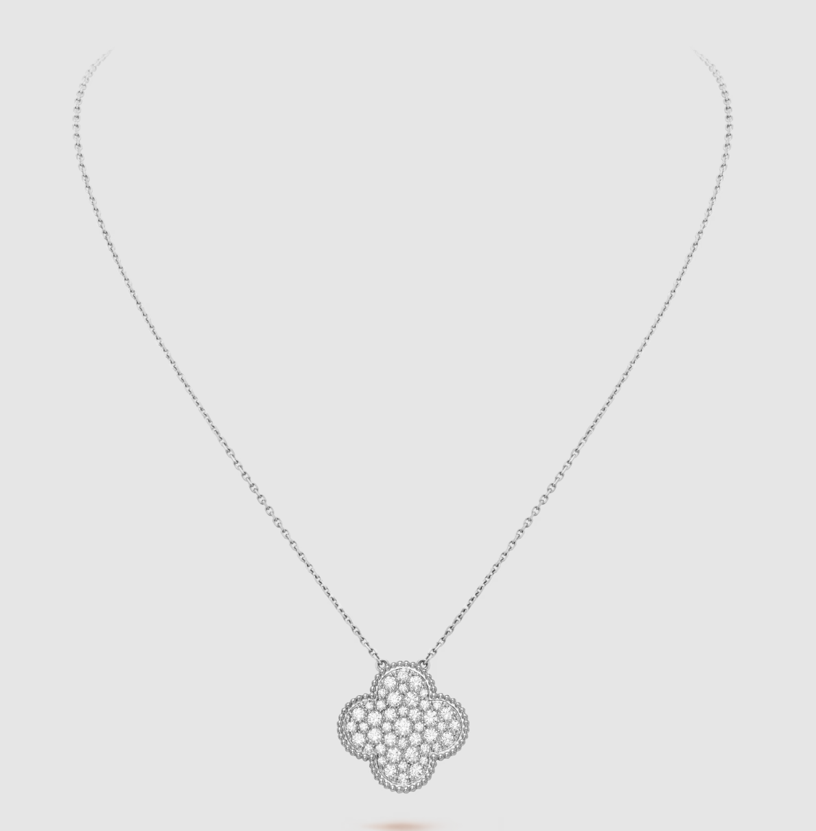 ¡®Sprite Jewelry¡¯CLOVER 25MM LARGE PENDANT DIAMOND PAVED SILVER NECKLACE