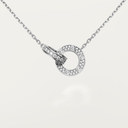 ¡®Sprite Jewelry¡¯LOVE 7.6MM NECKLACE ROSE GOLD AND SILVER  FULL DIAMOND