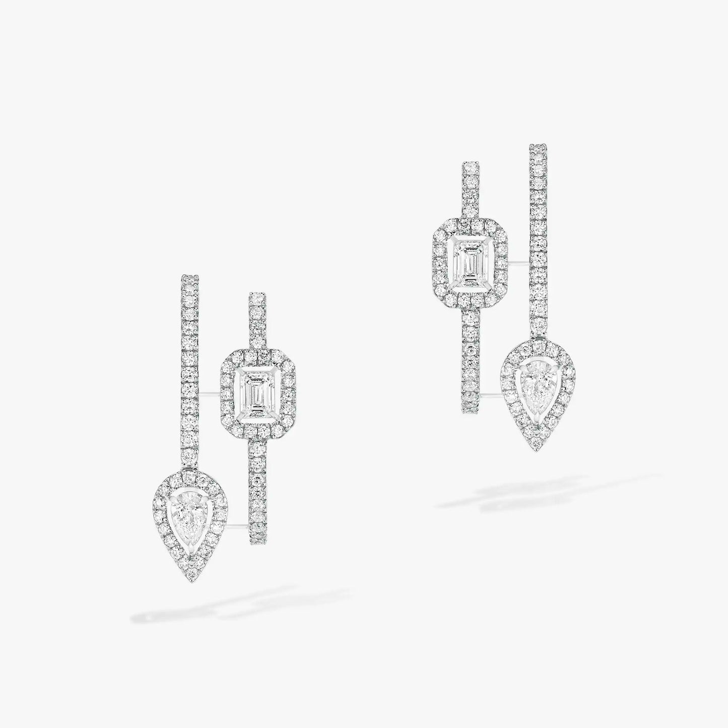 [Sprite Jewelry]CREOLES MY TWIN 2 RANGS SILVER DIAMOND EARRINGS