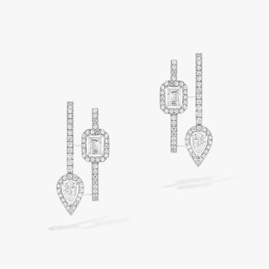 [Sprite Jewelry]CREOLES MY TWIN 2 RANGS SILVER DIAMOND EARRINGS