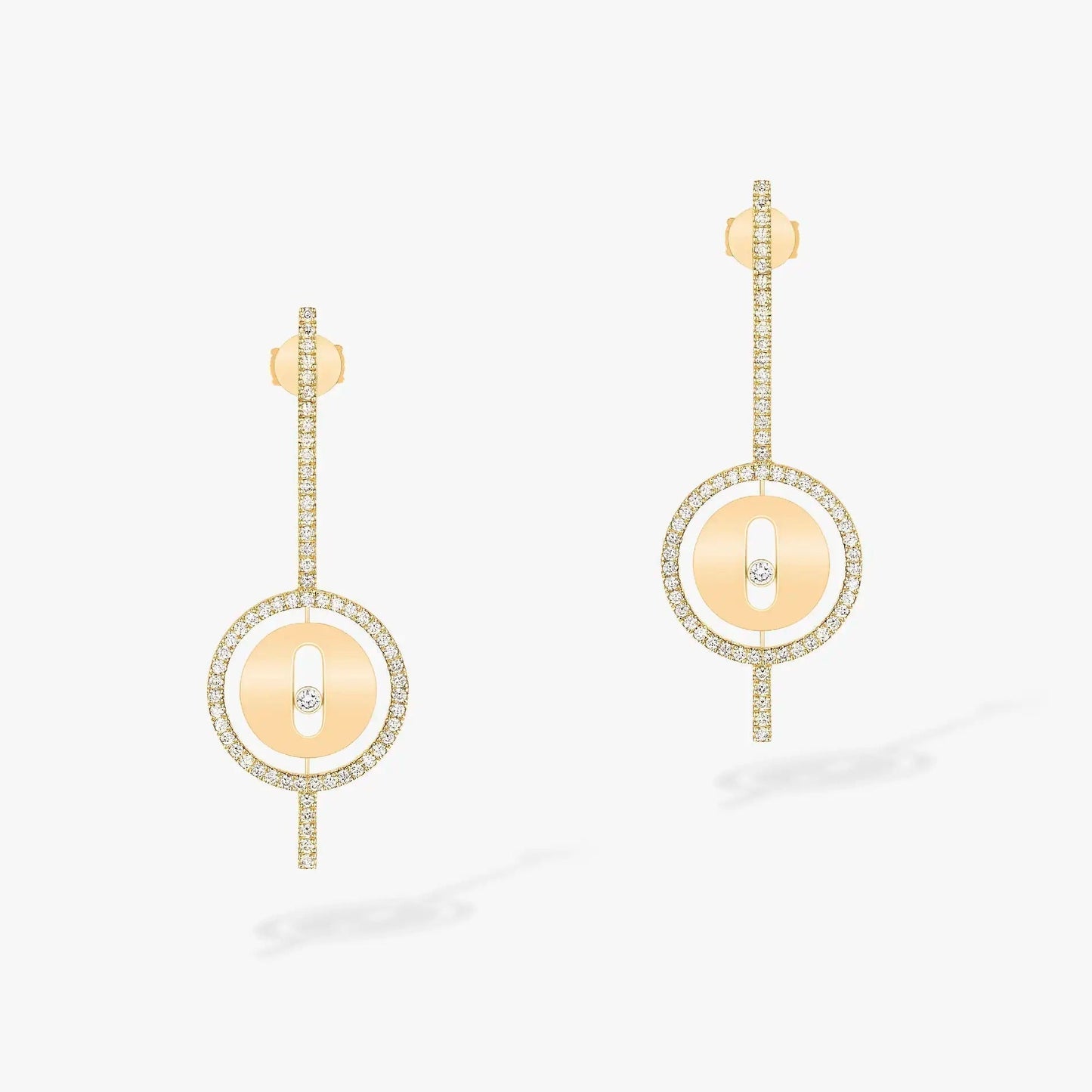[Sprite Jewelry]LUCKY MOVE ARROW PINK GOLD DIAMOND EARRINGS