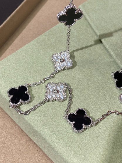 [Sprite Jewelry] Four-Leaf Clover Ten Elements Panda Diamond Silver Necklace