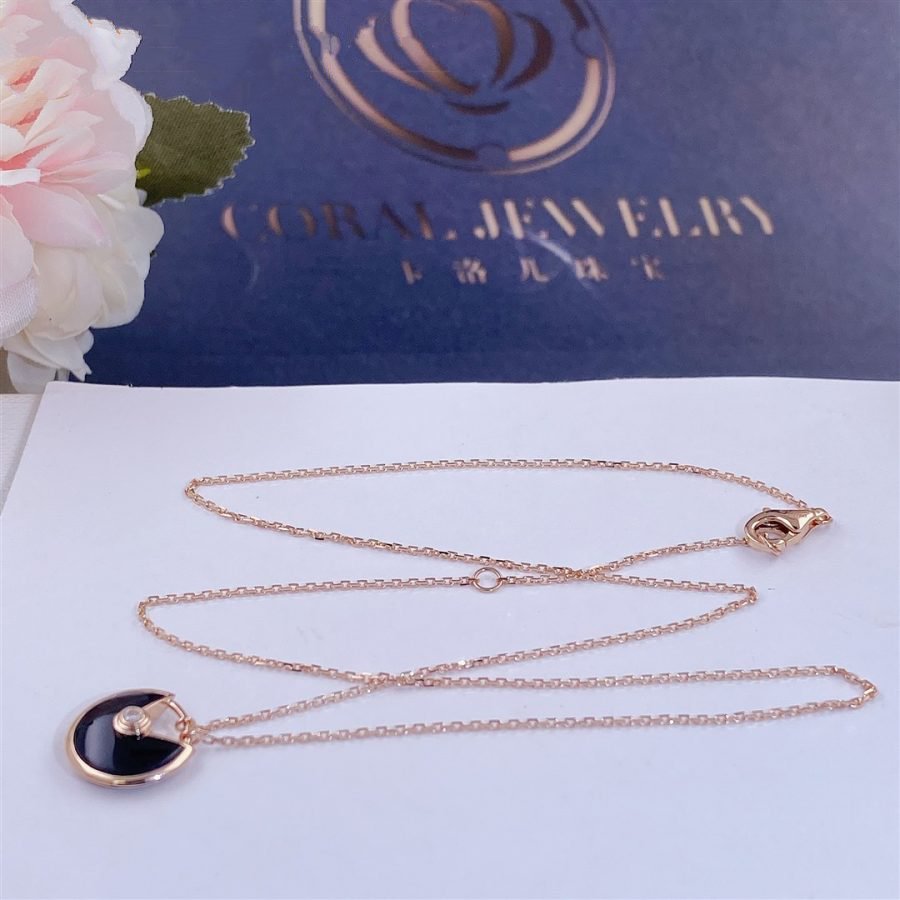 ¡®Sprite Jewelry¡¯AMULETTE ROSE GOLD ONYX NECKLACE