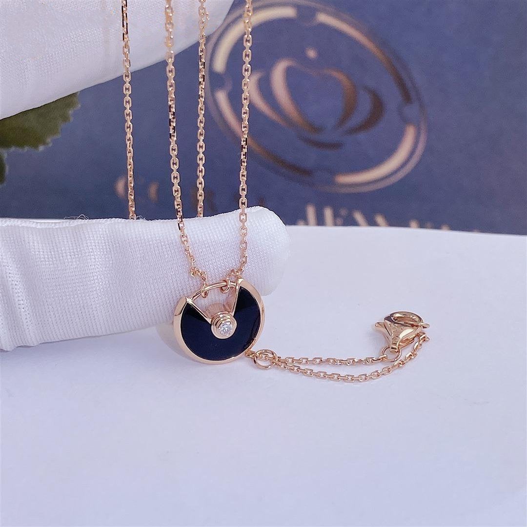 ¡®Sprite Jewelry¡¯AMULETTE ROSE GOLD ONYX NECKLACE