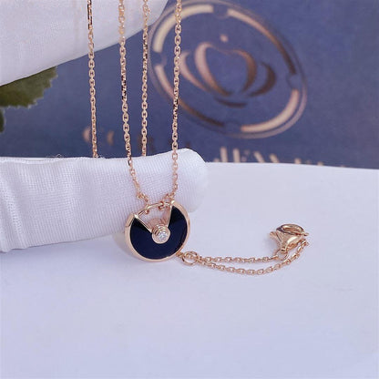 ¡®Sprite Jewelry¡¯AMULETTE ROSE GOLD ONYX NECKLACE