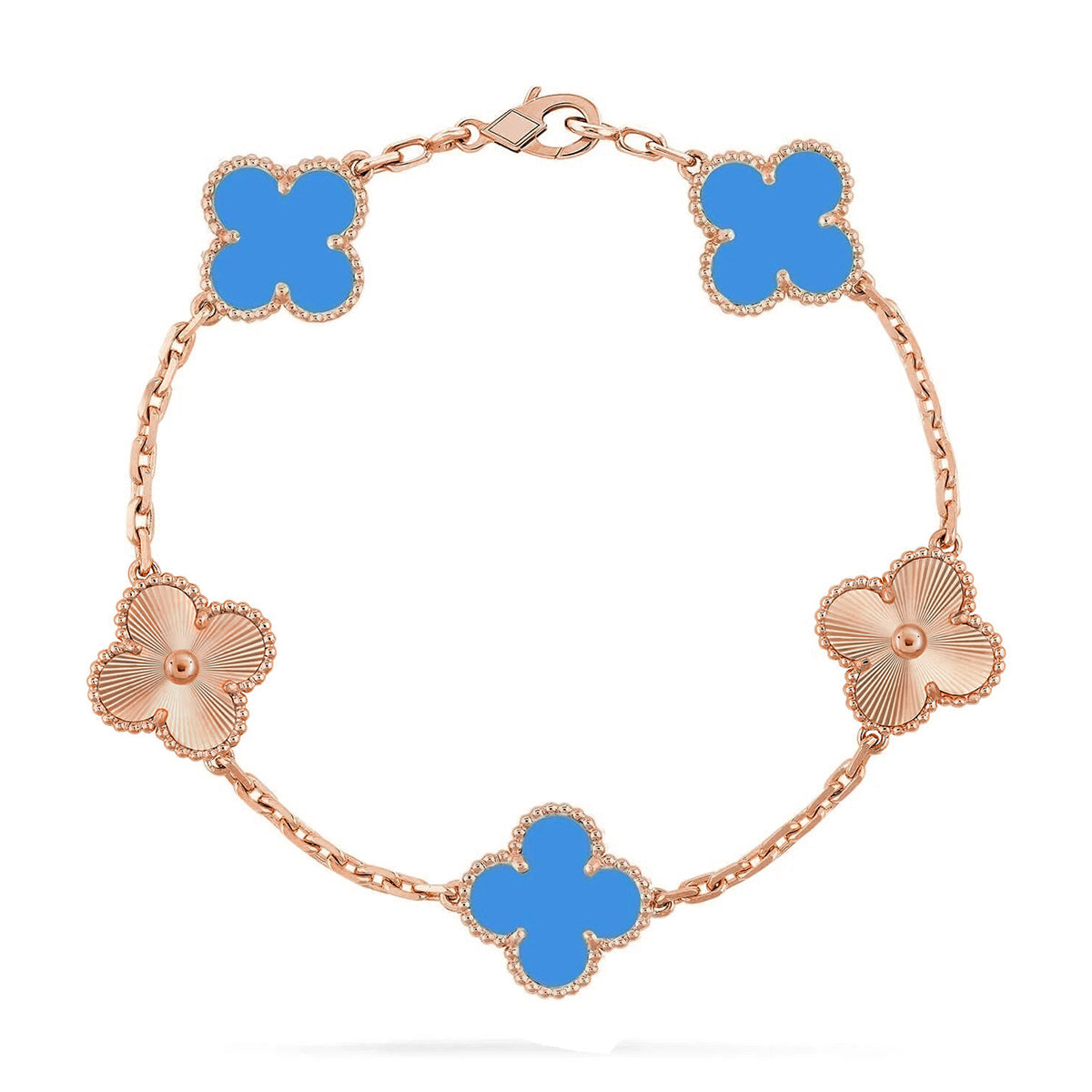 [Sprite Jewelry]New CLOVER 5 MOTIF BLUE AGATE BRACELET COLLECTION