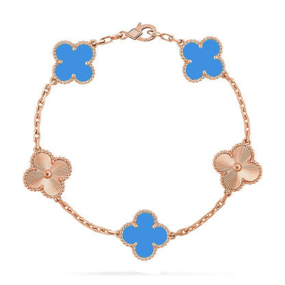 [Sprite Jewelry]New CLOVER 5 MOTIF BLUE AGATE BRACELET COLLECTION