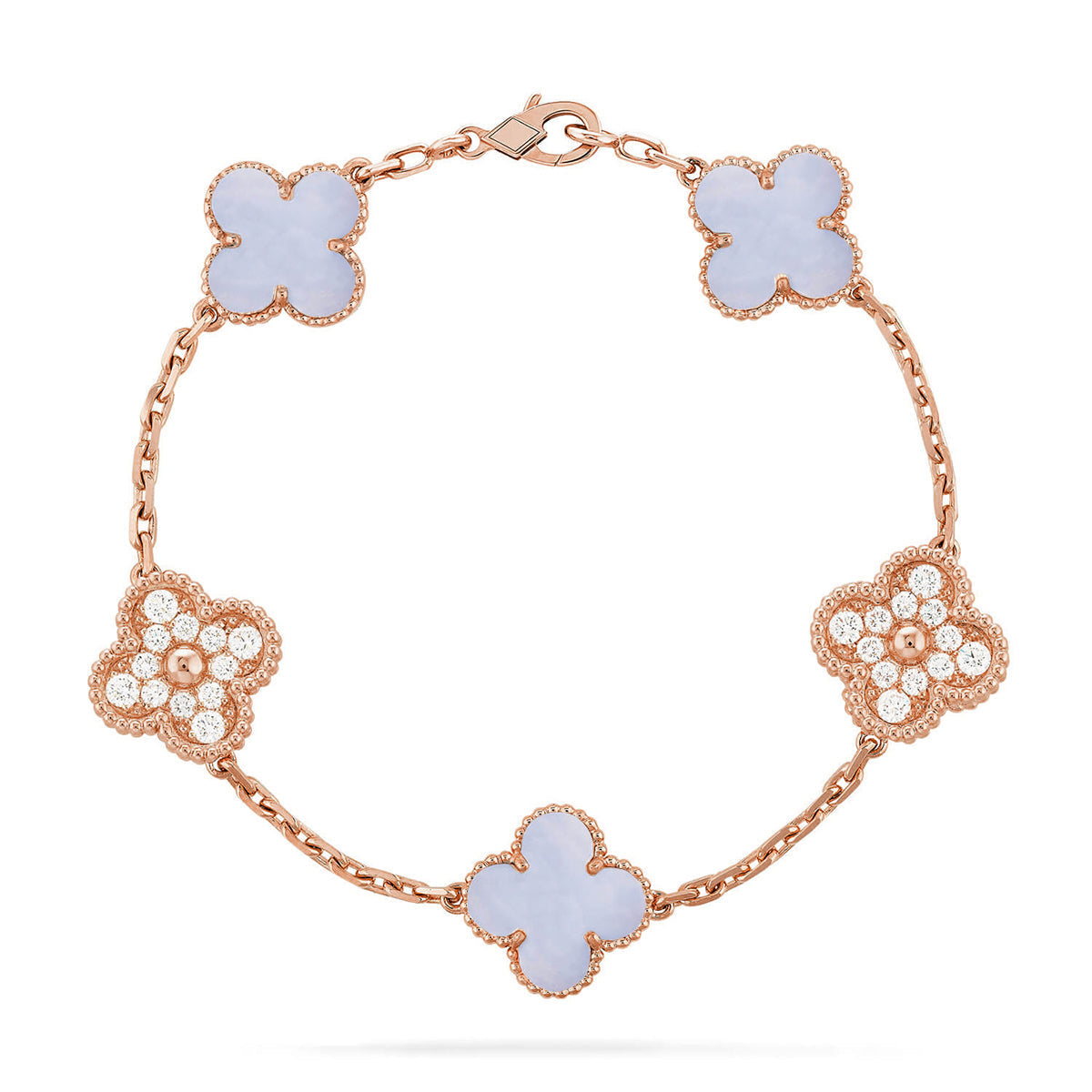 [Sprite Jewelry]New  CLOVER 5 MOTIF PURPLE CHALCEDONY BRACELET COLLECTION